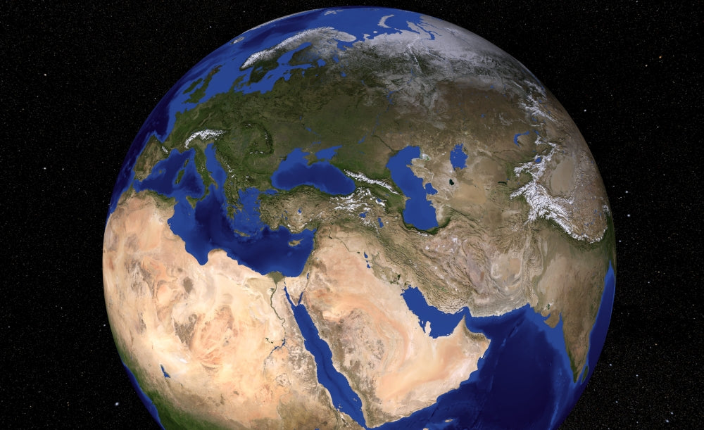 The Blue Marble Next Generation Earth Poster Print showcasing the Middle East.