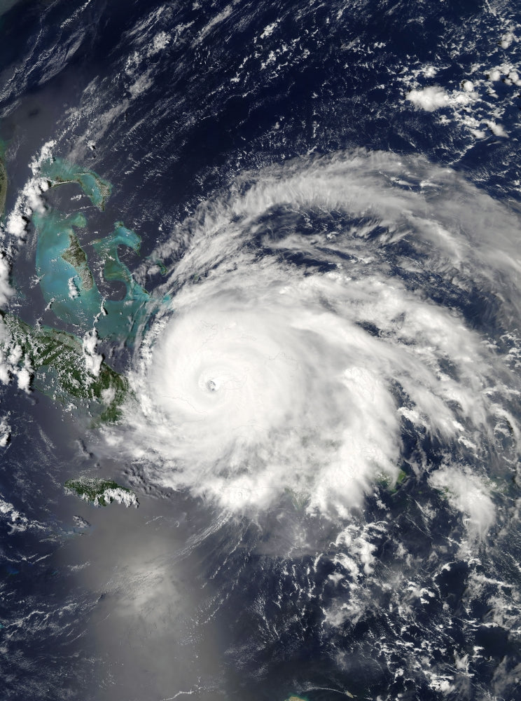 Poster print of Hurricane Ike over Cuba, Hispaniola, and the Bahamas on September 7, 2008.