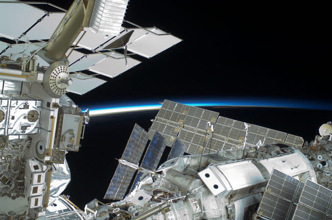A Portion of the International Space Station poster print showcasing intricate details.
