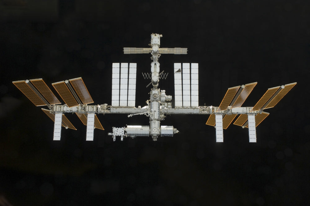 International Space Station and Space Shuttle Endeavour poster print.