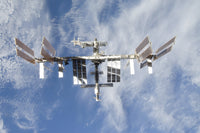 International Space Station Poster Print featuring Earth from Space Shuttle Discovery.