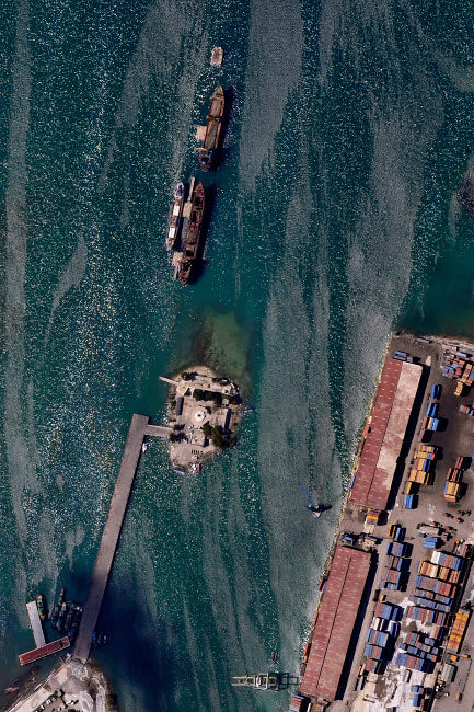 Aerial view of Port-au-Prince harbor in Haiti poster print.