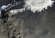 Satellite view of an ash plume rising from Eyjafjallajökull volcano, Iceland.