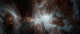A Colony of Hot Young Stars in the Orion Nebula Poster Print showcasing vibrant cosmic colors.