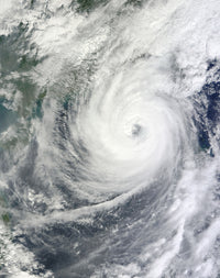 Typhoon Megi over the South China Sea poster print capturing dramatic storm clouds.
