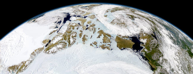 Partial view of Earth showing northern Canada and northern Greenland poster print.
