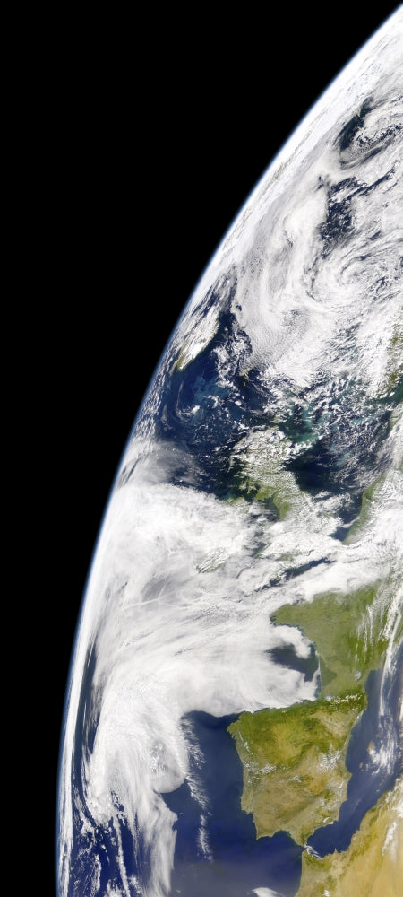 Poster print of Earth from space showing phytoplankton bloom between Iceland and the UK.