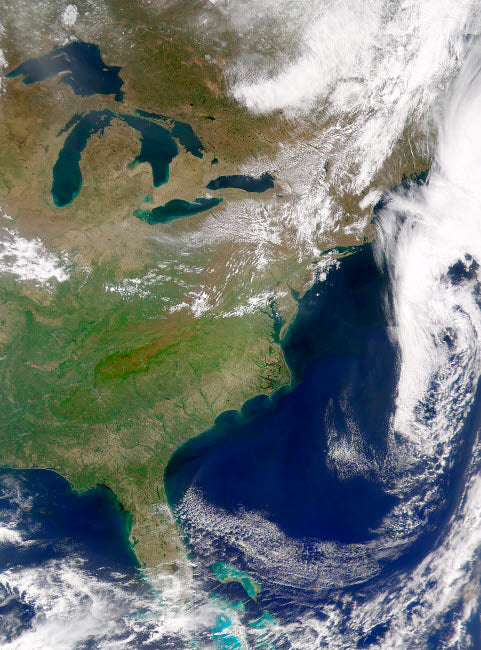 Cloud-Free Weather Over Eastern United States Poster Print by Stocktrek Images