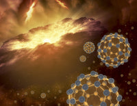 Buckyballs floating in interstellar space poster print