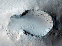 Poster print of a small cone on Mars' giant shield volcanoes, showcasing the unique Martian landscape.