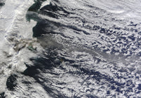 Satellite view of ash plume from Shiveluch volcano poster print.