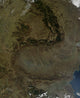 Satellite view of the Carpathian Mountains poster print showcasing vibrant landscape.