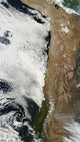 Satellite view of the Andes Mountains poster print
