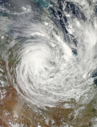 Tropical Cyclone Yasi poster print showcasing the dramatic weather event over Australia.
