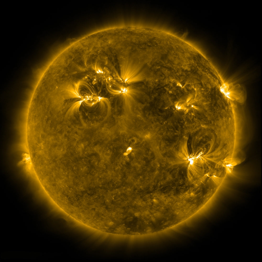 Solar Activity on the Sun Poster Print showcasing the corona and upper transition region of the Sun.