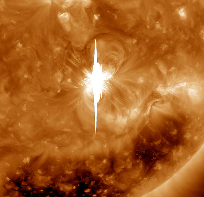 Close-up view of X22 Solar Flare erupting from the Sun, stunning poster print.
