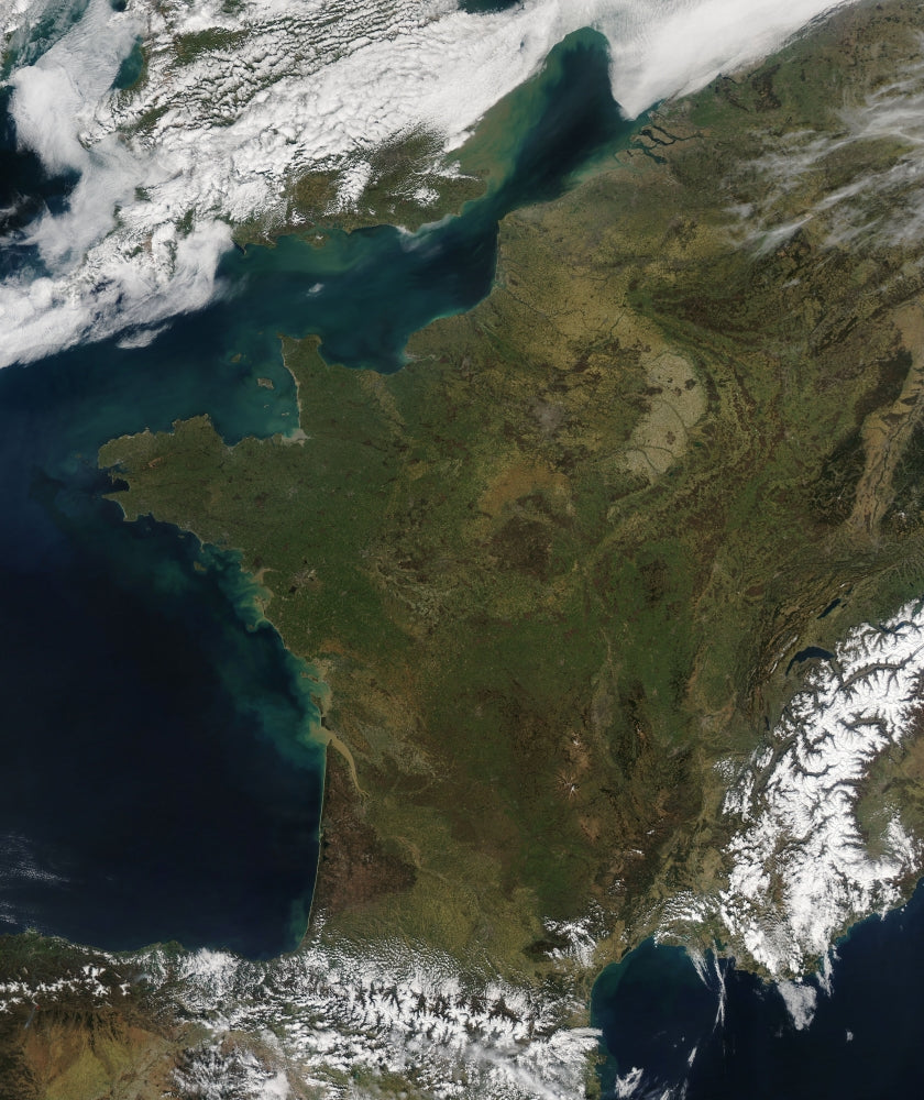 Satellite view of France art print from March 21, 2011.