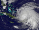 Satellite view of Hurricane Irene approaching the Bahamas poster print.