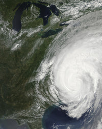 Hurricane Irene Poster Print depicting the storm over the eastern United States on August 27, 2011.