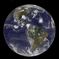 Full Earth poster print depicting tropical storms in the Atlantic Ocean.