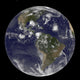 Full Earth poster print depicting tropical storms in the Atlantic Ocean.