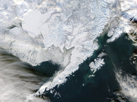 Satellite view of Southwestern Alaska poster print showcasing vibrant landscapes.