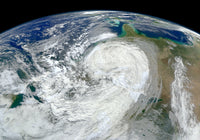 Hurricane Sandy poster print depicting turbid waters on the U.S. East Coast