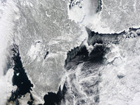 Satellite view of sea ice along the coasts of Sweden and Finland poster print.