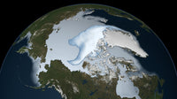 Sea Ice Coverage 2012 Poster Print showing multi-year ice in bright white and average sea ice cover in light blue.