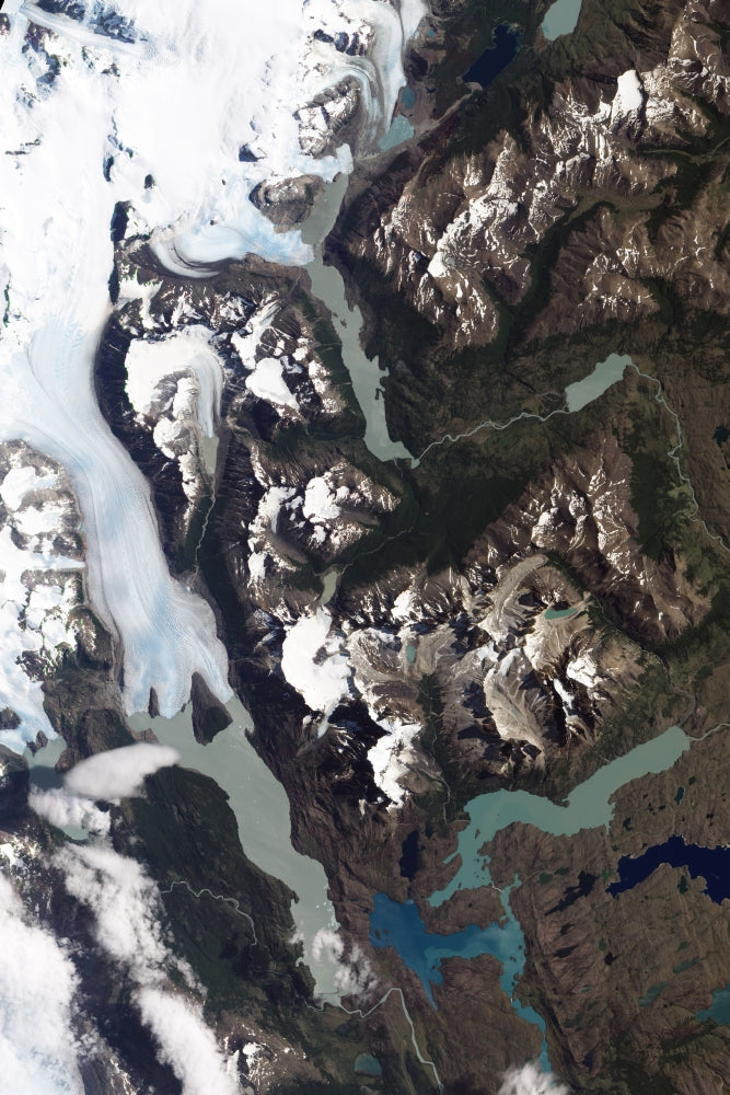 View of grinding glaciers and granite peaks in Torres del Paine National Park Poster Print