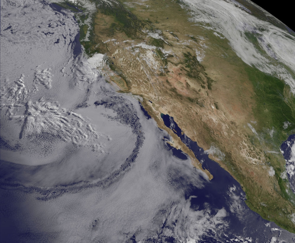 Satellite view of Southern California June Gloom poster print.