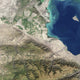 Satellite view of an alluvial fan in Kazakhstan - Poster Print