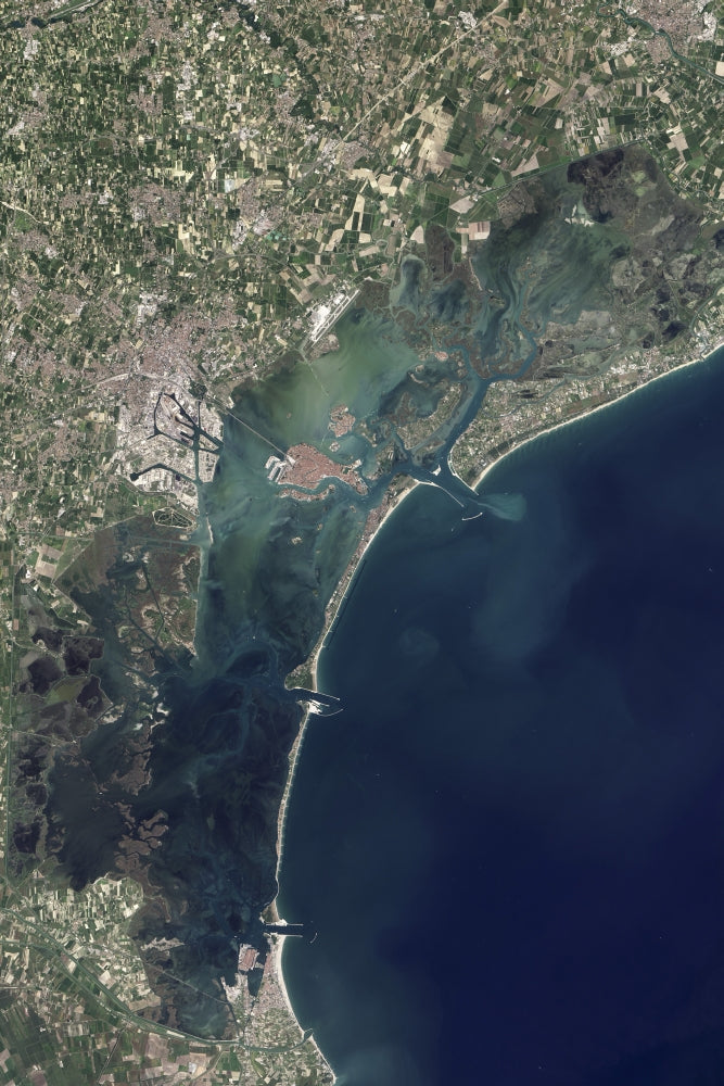 Satellite view poster print of Venice and the Venetian Lagoon captured on September 4, 2013.