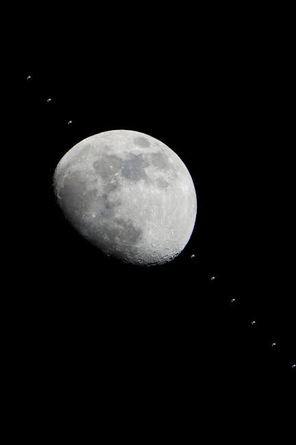 International Space Station crossing the moon poster print