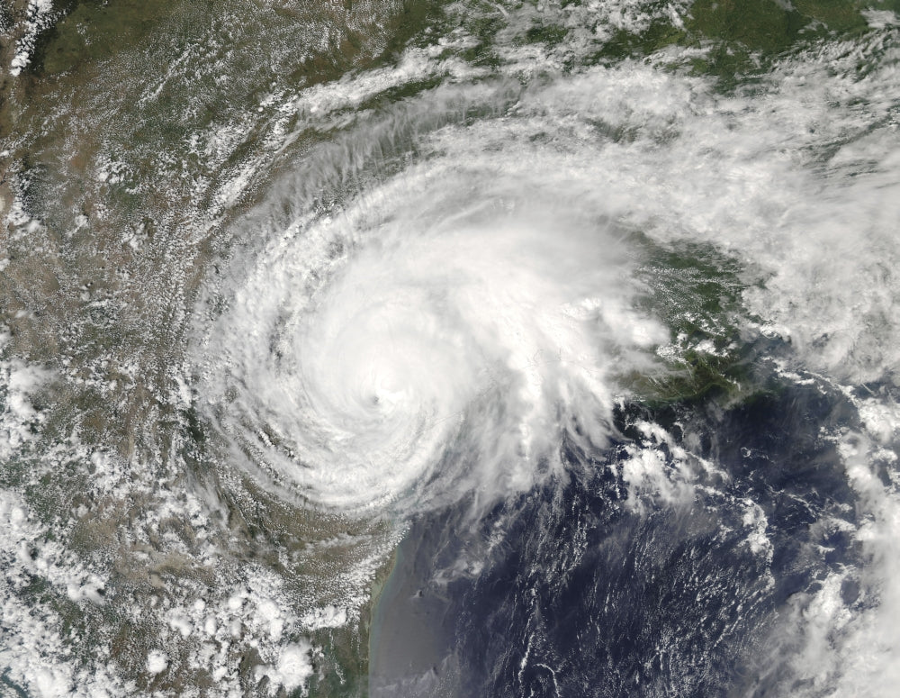 Satellite view of Tropical Storm Harvey over Texas poster print