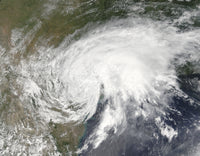 Satellite view of Tropical Storm Harvey poster print showcasing storm details over Texas.