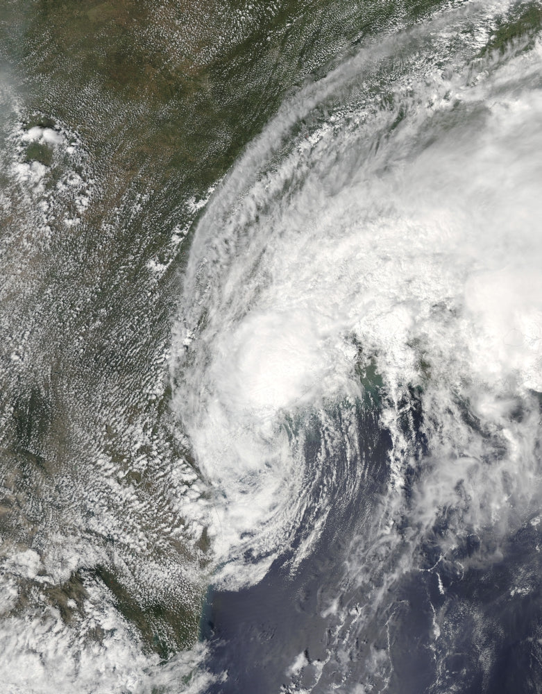 Satellite view of Tropical Storm Harvey over Texas poster print
