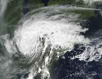 Satellite view of Post-Tropical Cyclone Harvey over the southcentral United States.