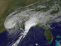 Satellite view of Tropical Storm Harvey poster print showcasing the storm's impact.
