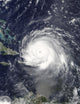 Satellite view of Hurricane Irma over Puerto Rico and Hispaniola poster print.