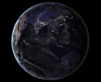 Full Earth at Night poster print showcasing city lights of Asia