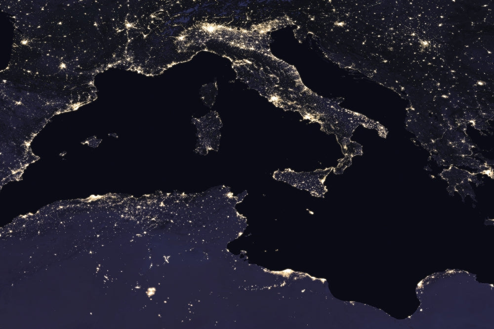 City Lights of Italy as Seen from Space Poster Print