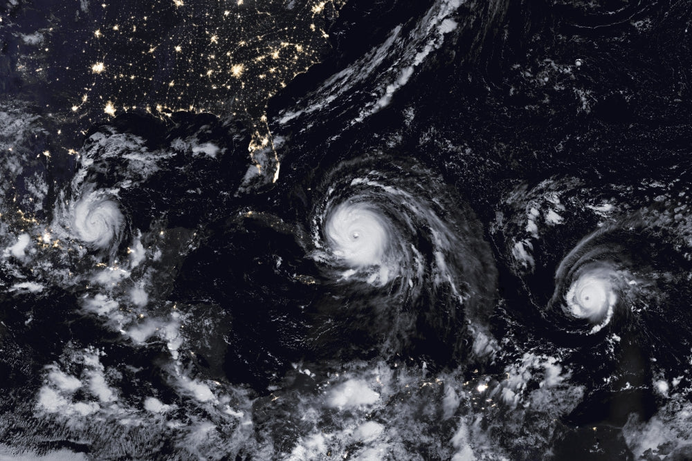 Menacing Hurricanes Katia Irma Jose Poster Print by Stocktrek Images