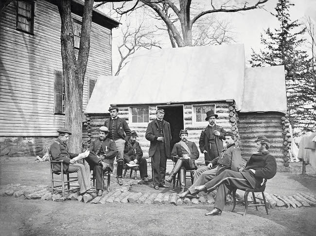 Officers at Headquarters of 6th Army Corps during the American Civil War Poster Print