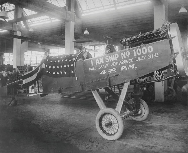 Poster print of the one thousandth airplane manufactured by the Dayton-Wright Airplane Company