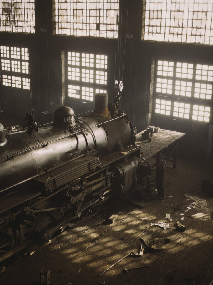 Working on a Locomotive at the 40th Street Railroad Shops Art Print