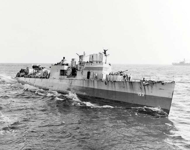 USS Bernadou at sea during North African invasion, 1942 poster print.