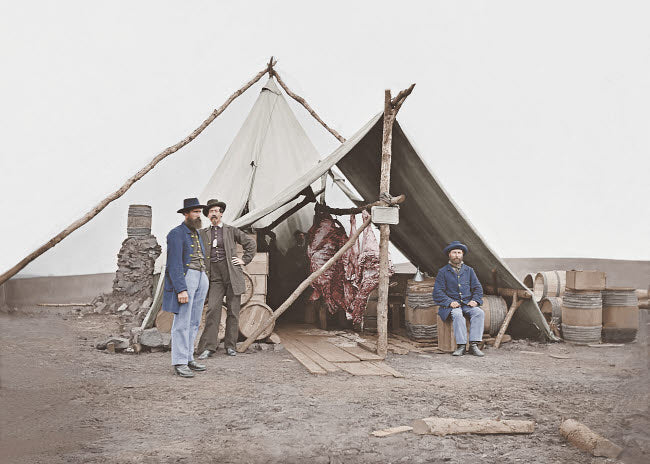 Dressed Beef Hanging in Tent - American Civil War Poster Print