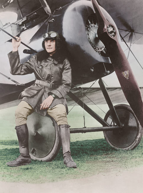 Lieutenant Earl Carroll seated in his fast scout airplane poster print.