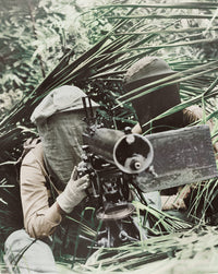 Machine Gunners in the Caribbean Area Wearing Mosquito Nets, 1942 Poster Print